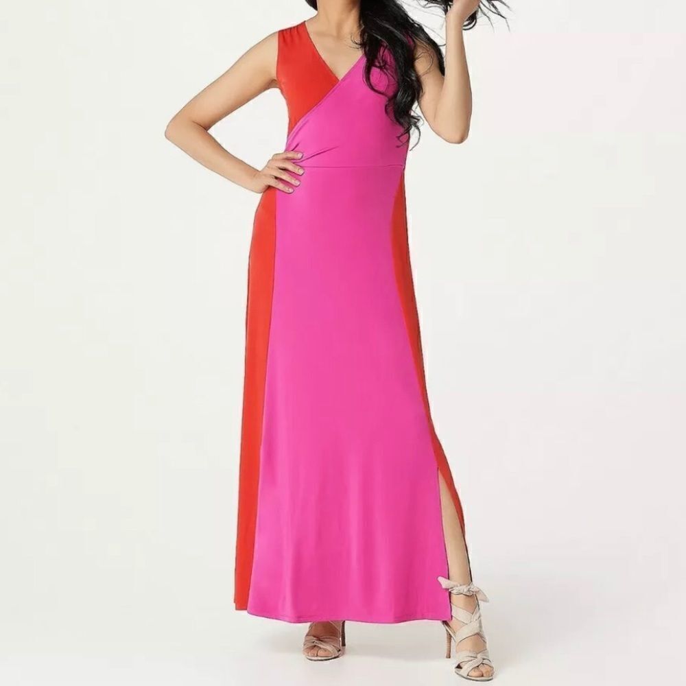 Du Jour Sleeveless Color-Blocked Knit Maxi Dress